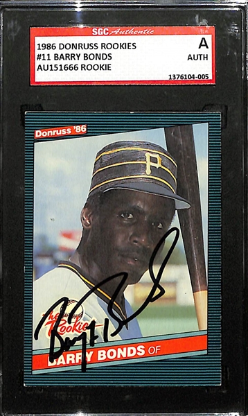 Signed 1986 Donruss Rookies Barry Bonds #11 Rookie (SGC Authenticated)