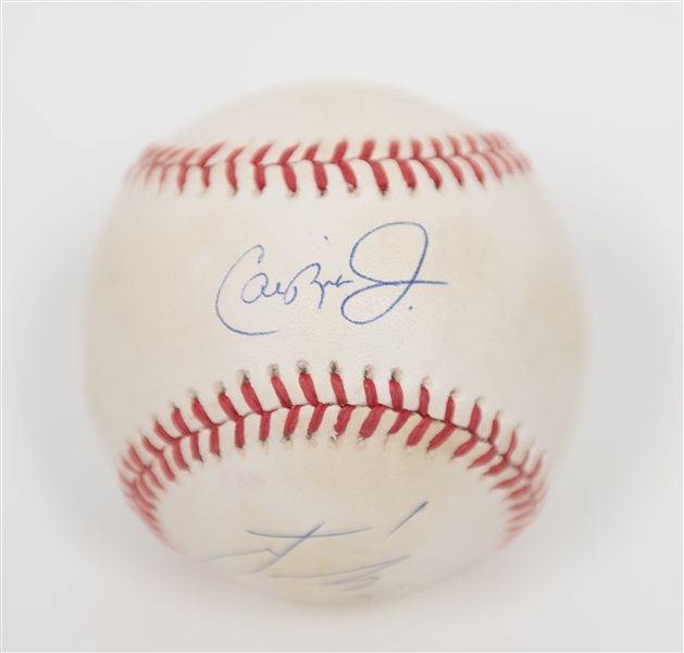 RARE Cal Ripken Jr. & Sachio Kinugasa (Japan's Iron Man) Dual Signed Baseball - PSA/DNA Graded 8.5