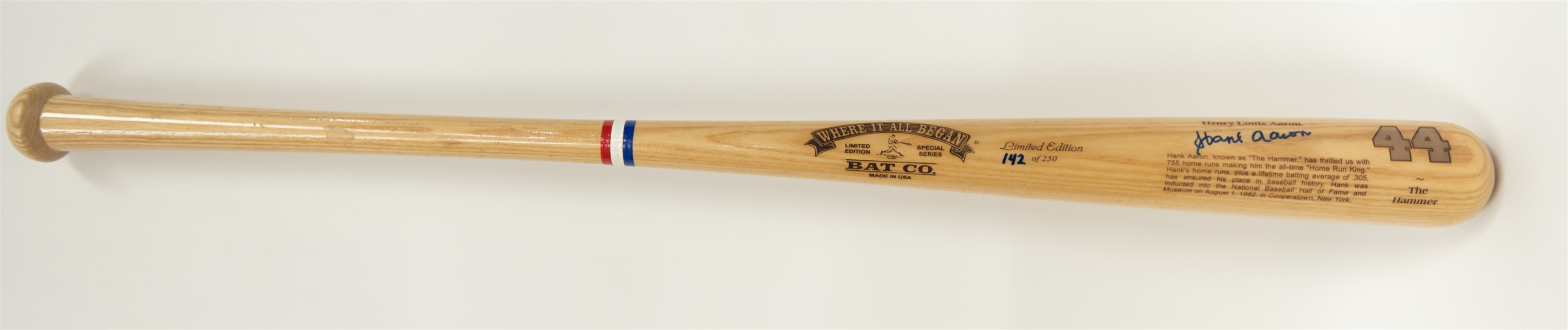 Hank Aaron Signed Limited Edition Baseball Bat (JSA Full Letter)