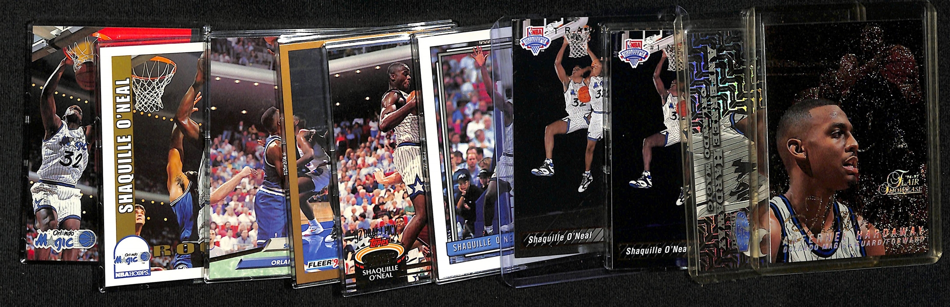 Lot of (8) Shaquille O'Neal Rookie Cards and (2) Anfernee Hardaway Rare Inserts w. 1997-98 Flair Showcase Row 0 #d /250!