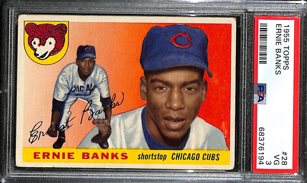 1955 Topps Ernie Banks (2nd Year) #28 Graded PSA 3