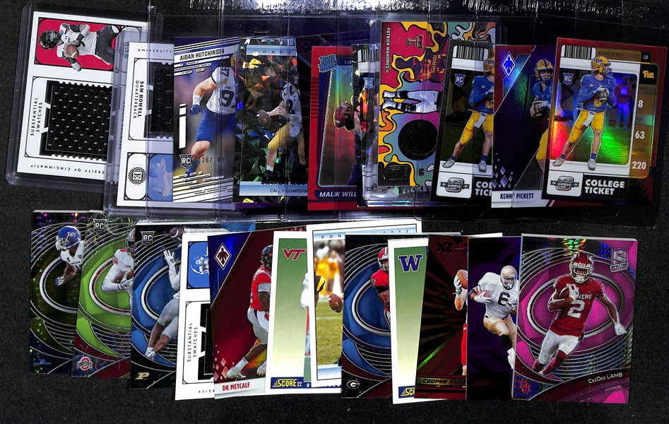 Lot of (24) 2022 Panini Chronicles Draft Picks Football Mostly #d Short Prints of Rookies and Stars Like Kenny Pickett and Patrick Mahomes