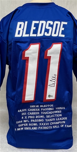 Lot of (4) Autographed NFL Jerseys w. Drew Bledsoe, Edgerrin James, Dallas Clark, and Carson Palmer (JSA & Beckett Certs)