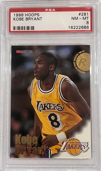 Lot of (5) 1996 Kobe Bryant Rookie Cards -  Topps/Fleer Metal/Upper Deck/Hoops/Skybox - All PSA 8