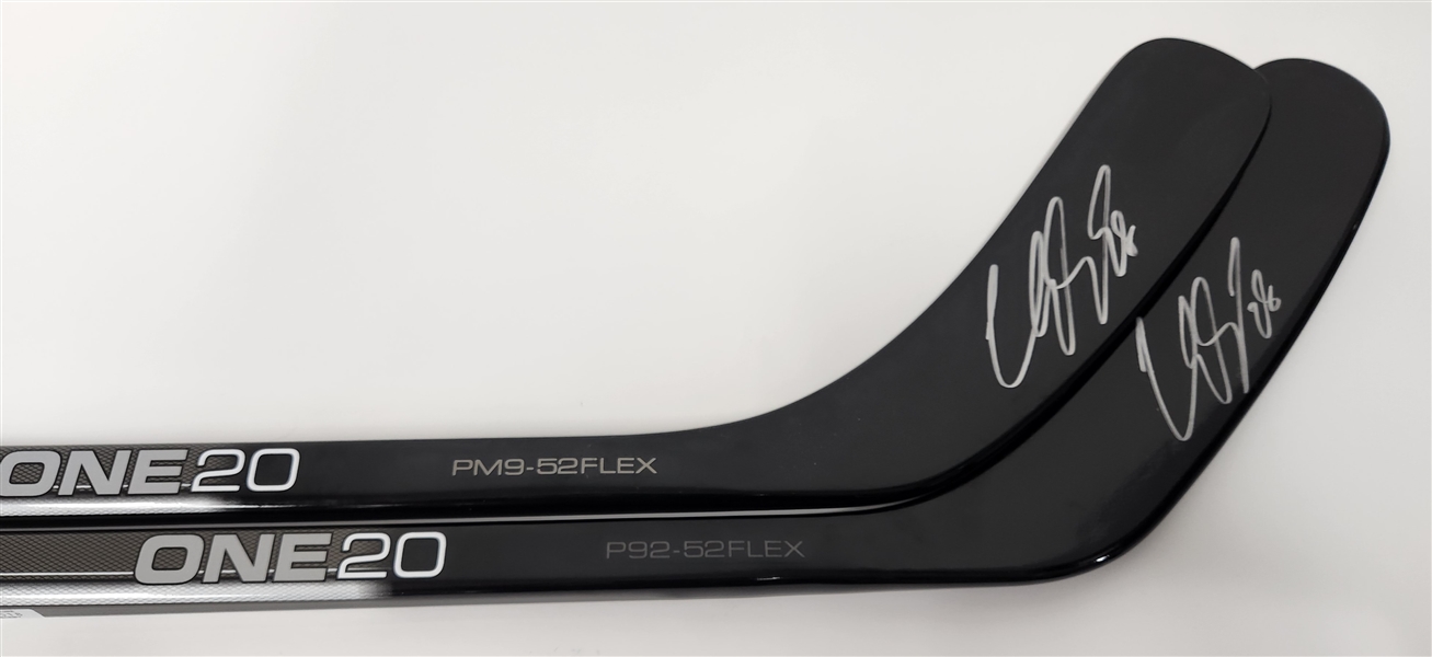 Lot of (2) Claude Giroux Autographed Bauer ONE-20 PM9-52FLEX Hockey Sticks (JSA Certs)