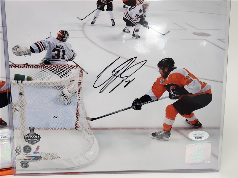 Claude Giroux Autographed Official Reebok Flyers Jersey w. (2) Autographed Photos (JSA Certs)