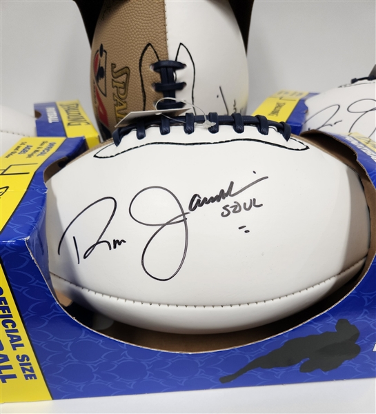 Lot of (4) Official Spalding AFL Footballs Autographed by Ron Jaworski and Inscribed Soul (JSA Certs)