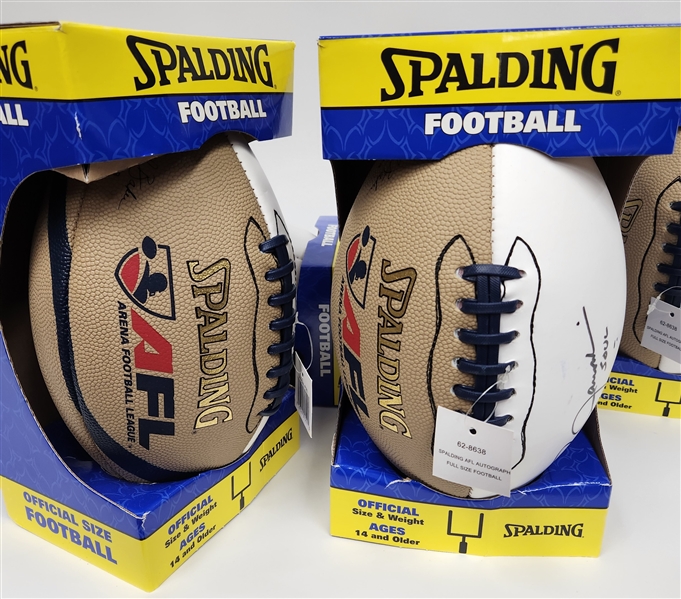 Lot of (4) Official Spalding AFL Footballs Autographed by Ron Jaworski and Inscribed Soul (JSA Certs)