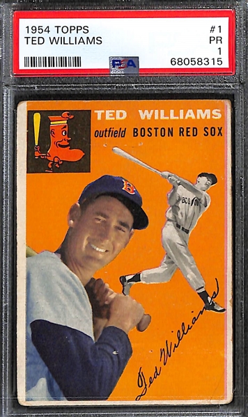 1954 Topps Ted Williams #1 Graded PSA 1 & Willie Mays #90 Graded PSA 2 (MK)