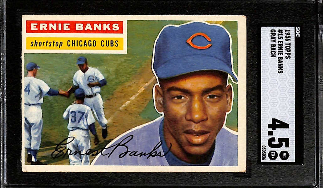 Ernie Banks Lot - 1956 Topps #15 (SGC 4.5) & 1957 Topps #55 (SGC 5.5)