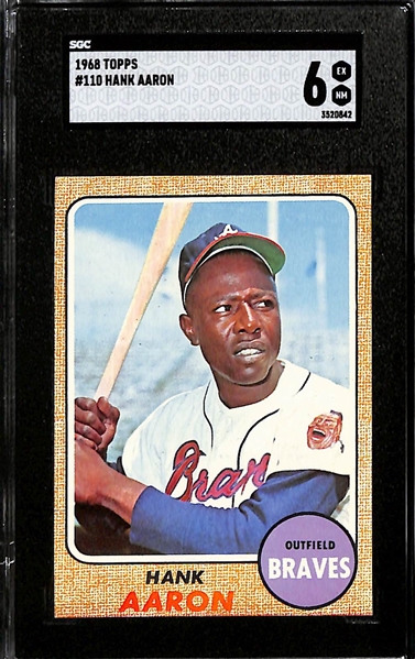 1968 Topps Hank Aaron Lot - #110 Graded SGC 6, #370 All-Star Graded SGC 6.5