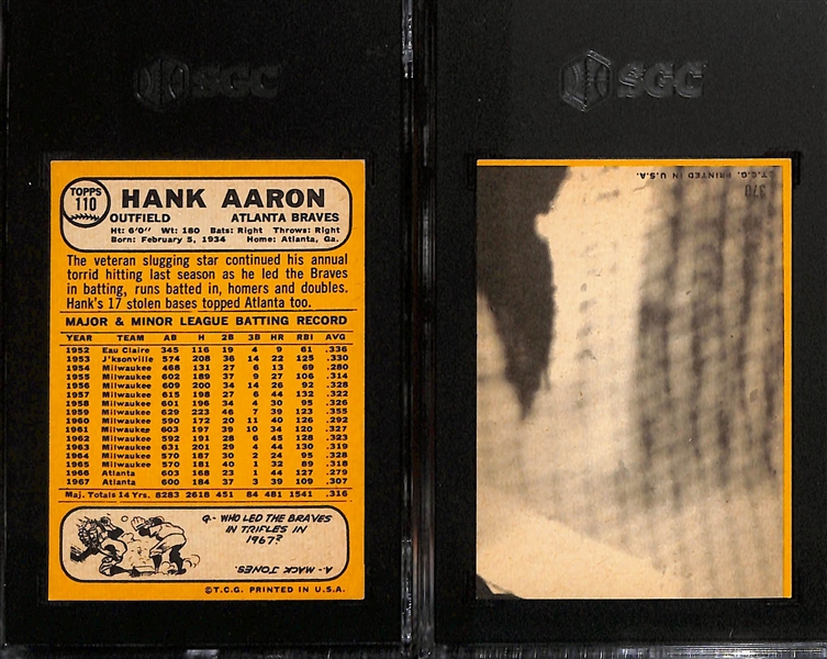 1968 Topps Hank Aaron Lot - #110 Graded SGC 6, #370 All-Star Graded SGC 6.5