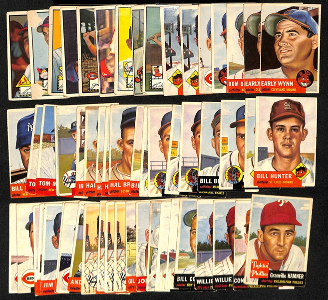 Lot of (9) 1952 & (48) 1953 Topps Baseball Cards w. (2) 1953 Topps Early Wynn