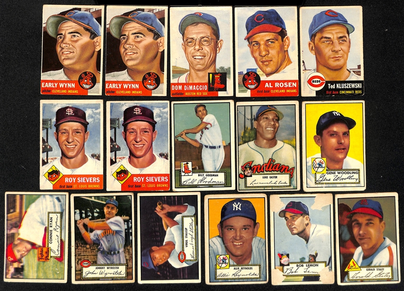 Lot of (9) 1952 & (48) 1953 Topps Baseball Cards w. (2) 1953 Topps Early Wynn