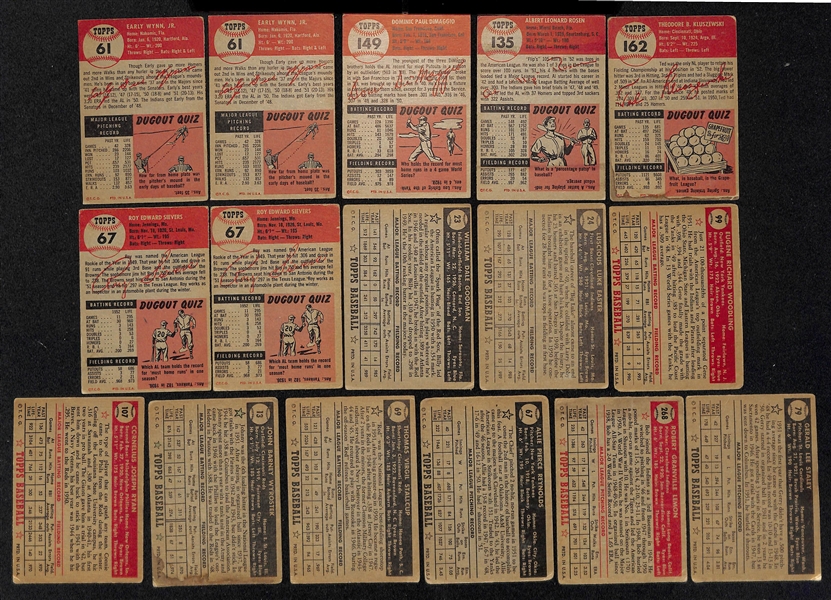 Lot of (9) 1952 & (48) 1953 Topps Baseball Cards w. (2) 1953 Topps Early Wynn