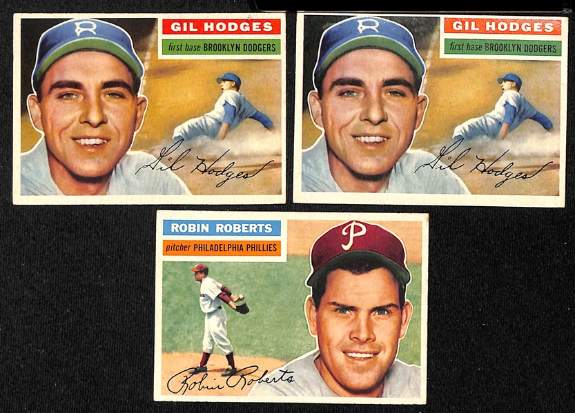  Lot of (100+) 1954, 1955, & 1956 Topps Baseball Cards w. (2) 1956 Gil Hodges