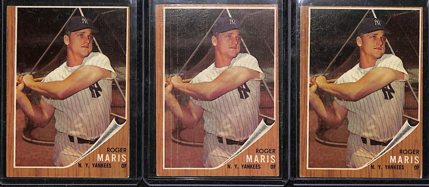 (7) 1962 Topps Baseball Cards w. (3) Roger Maris & (3) 1963 Topps Roger Maris Cards