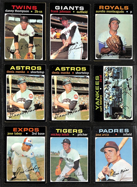  Lot of (350+) 1971 Assorted Topps Baseball Cards w. Mickey Lolich