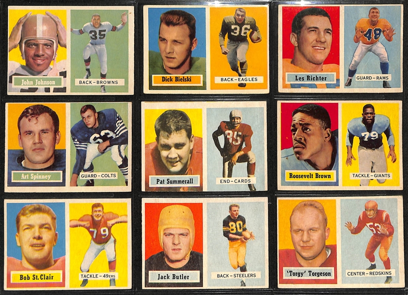  Lot of (200+) 1957 Assorted Topps Football Cards w. Norm Van Brocklin & Bobby Layne