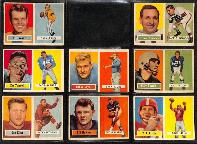  Lot of (200+) 1957 Assorted Topps Football Cards w. Norm Van Brocklin & Bobby Layne