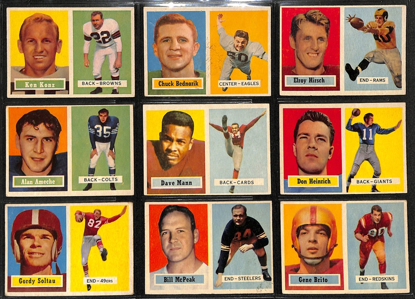  Lot of (200+) 1957 Assorted Topps Football Cards w. Norm Van Brocklin & Bobby Layne