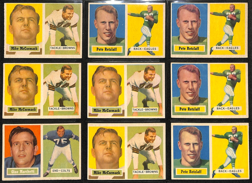  Lot of (200+) 1957 Assorted Topps Football Cards w. Norm Van Brocklin & Bobby Layne