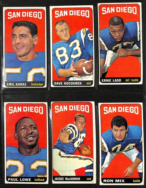  Lot of (100+) 1965 Different Topps Football Cards w. Jim Otto (cr) & Ron Mix