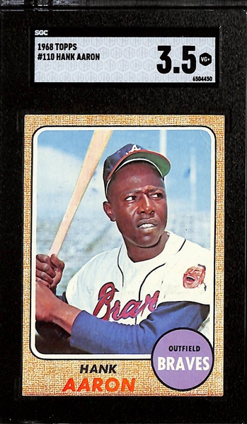 (4) 1968 Topps Cards - Hank Aaron (SGC 3.5), Yaz All-Star (SGC 6), Maris (SGC 6), Manager's Dream (SGC 5.5)