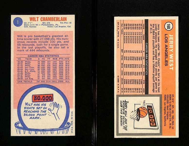 1969 Topps Wilt Chamberlain #1 (SGC 6) & 1970 Topps Jerry West #160 (SGC 5)