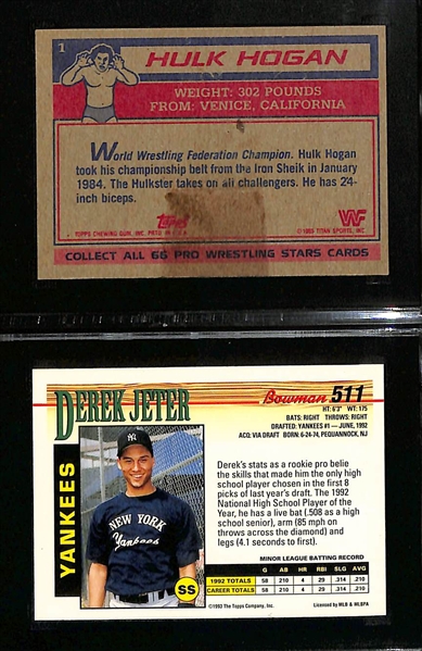 Rookie Lot - 1985 Topps WWF Hulk Hogan #1 (SGC 6), 1993 Bowman Derek Jeter #511 (SGC 8.5)