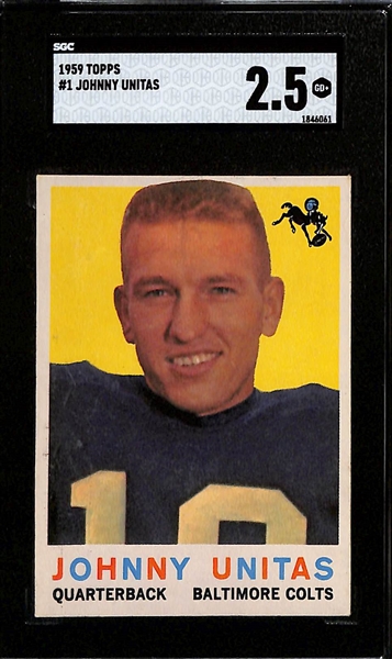 1959 Topps Johnny Unitas #1 (SGC 2.5) & 1970 Topps Fran Tarkenton #80 (SGC 7.5)