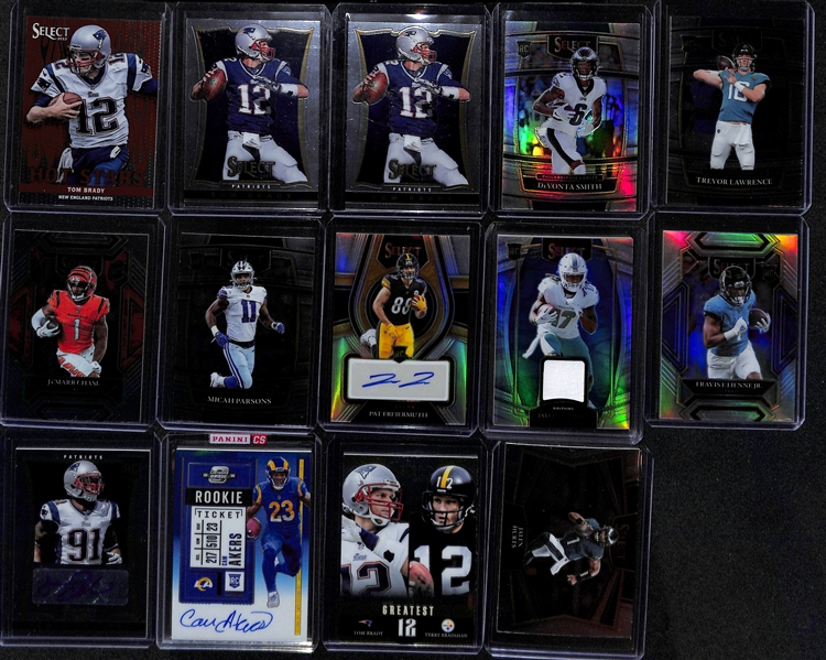 Lot of (30+) Modern NFL Cards w. (12) Autos, Tom Brady, and Many Rookies