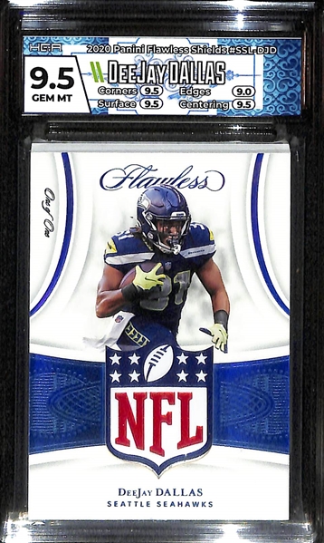 Lot of (2) 2020 Flawless Football 1/1 One of One HGA Graded Cards w. Charles Tillman Dual Patch Auto Graded HGA 9