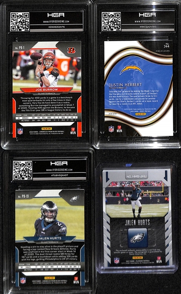 Lot of (4) 2020 Quarterback Lot w. Burrow, Herbert, Jalen Hurts Autographed Rookie Patch #d /10