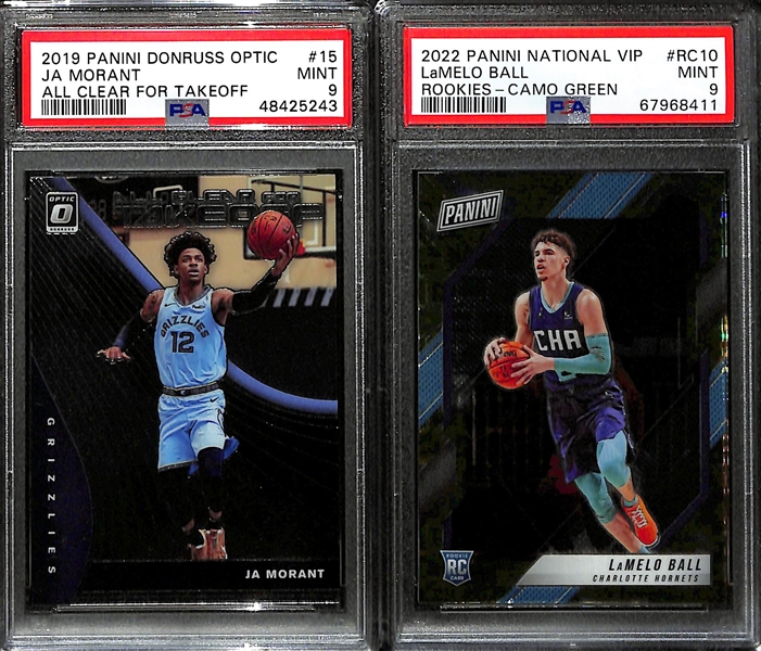 Lot of (5) PSA Graded NBA Rookies w. Ja Morant, LaMelo Ball, Zion Williamson and Anthony Edwards