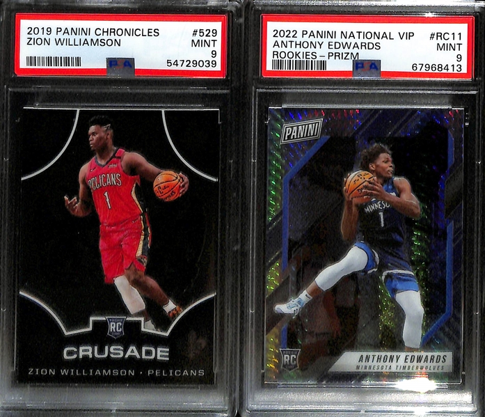 Lot of (5) PSA Graded NBA Rookies w. Ja Morant, LaMelo Ball, Zion Williamson and Anthony Edwards