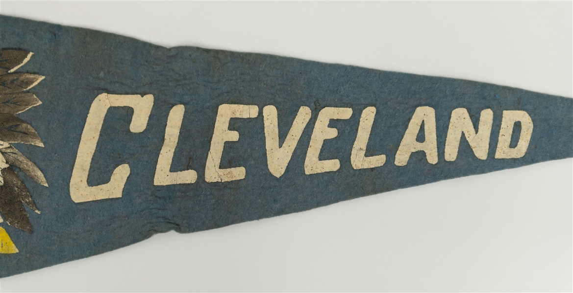 1940s Saunders Novelty Co. Felt Cleveland Pennant w. Indian Image