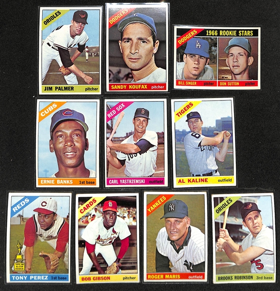 Lot of (600+) 1966 Topps Baseball Cards w. Jim Palmer RC