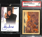 Non-Sports Lot w. 2012 Roger Moore Signed 007 Final Edition Card & 1956 Adventure Shrine of Democracy (PSA 7) 