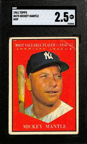 1961 Topps Mickey Mantle MVP #475 Graded SGC 2.5