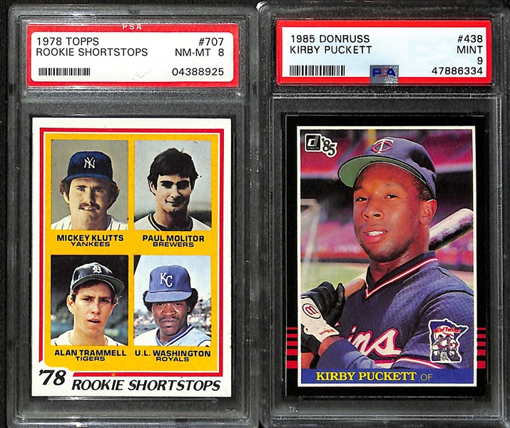 Lot of (5) PSA Graded Mixed Sports Mostly Rookie Lot w. Tiger Woods, Paul Molitor, Kirby Puckett and Others