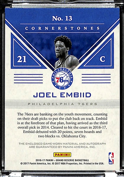 2016-17 Grand Reserve Basketball Joel Embiid Cornerstones Quad Patch Autograph #d 13/35