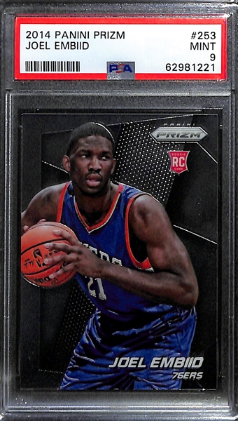 2014 Panini Prizm Joel Embiid RC Graded PSA 9 & 2016-17 Immaculate Modern Marks Auto #d 22/25