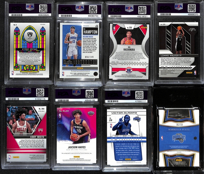 Lot of (8) Modern Basketball Graded Cards w. Mostly Rookies Including 2019 Stained Glass Kyrie Irving PSA 10 and 2013 Prizm Victor Oladipo RC PSA 10