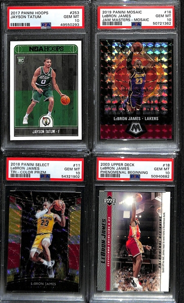 Lot of (8) NBA All Star Cards w. Jayson Tatum Hoops RC PSA 10, LeBron James, Michael Jordan and Others