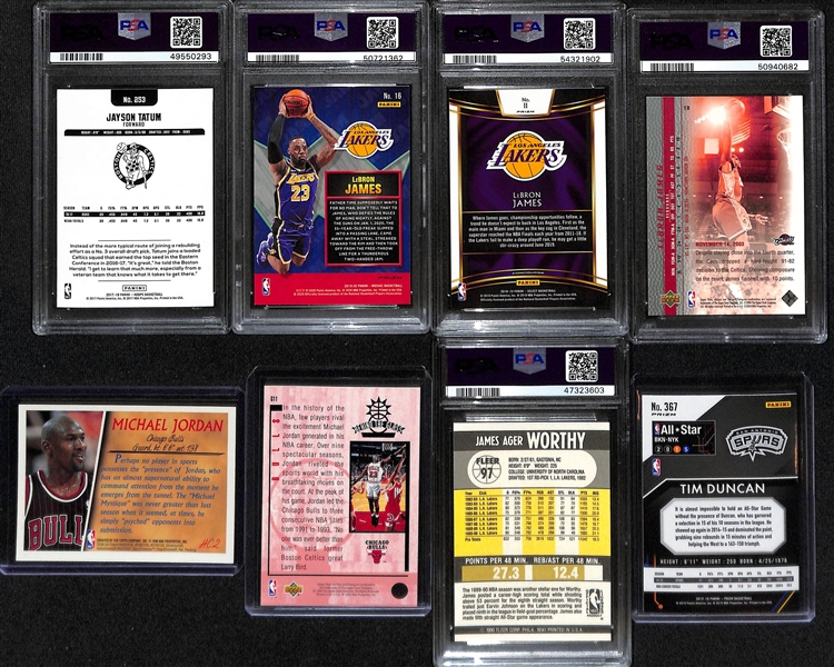 Lot of (8) NBA All Star Cards w. Jayson Tatum Hoops RC PSA 10, LeBron James, Michael Jordan and Others