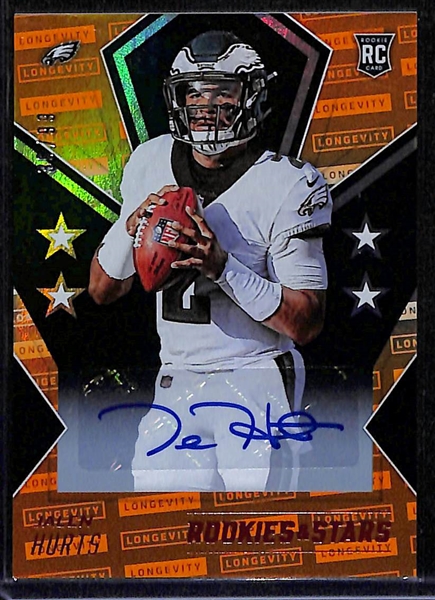 2020 Rookies and Stars Longevity Jalen Hurts Autographed Rookie Card #d 36/99