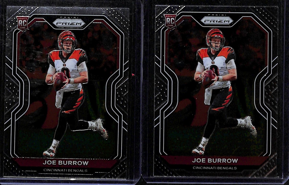 Lot of (5) 2020 Prizm Joe Burrow Rookies w. a Premier Rookie Patch