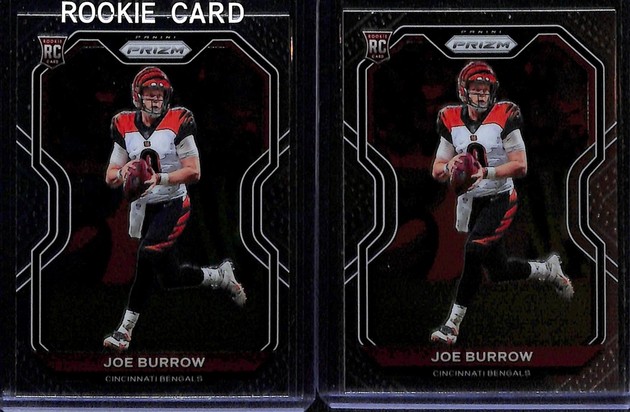 Lot of (5) 2020 Prizm Joe Burrow Rookies w. a Premier Rookie Patch