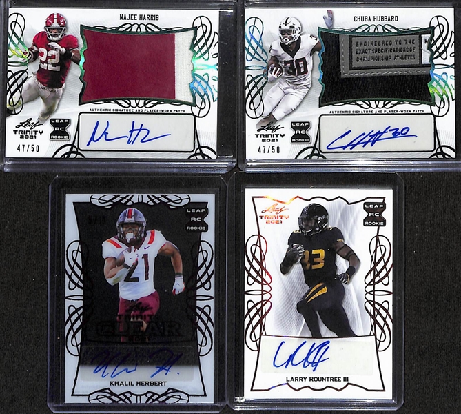 Lot of (8) 2021 Leaf Trinity Rookie Autograph Lot w. Najee Harris Patch Auto #d /50